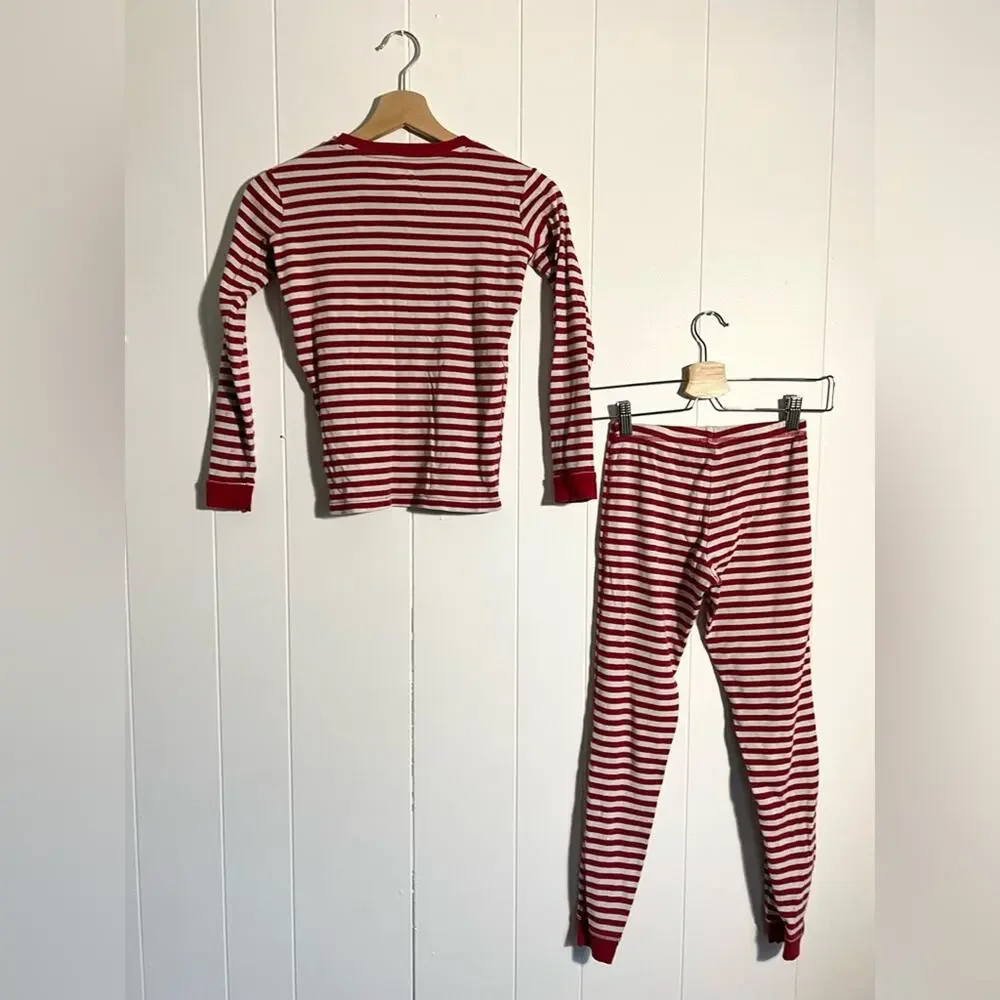 Primary red and white striped pajamas unisex organic cotton holiday Christmas